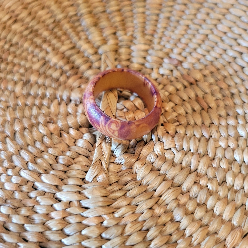 Wooden Ring with Flower Accents